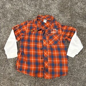 Old Navy Orange Plaid Button Up Shirt Size 5T